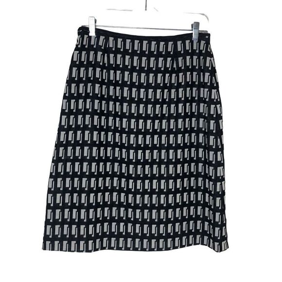 Laurel Light Gray and Black Wool Geometric Design Straight Skirt - Picture 1 of 12